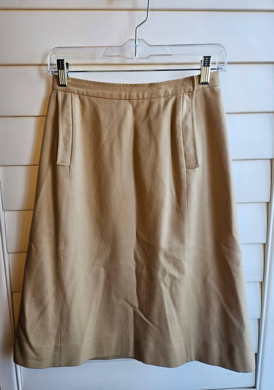 Young Pendleton Vintage Wool Khaki Tan High Waist A-Line Skirt Size 11-12